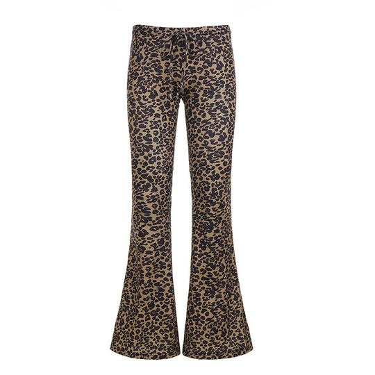 Damen Flared Leopardenmuster Hose R&B
