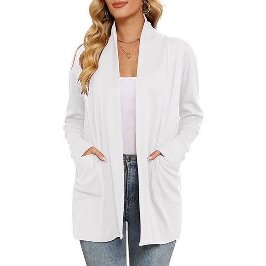 Damen lässiger Longcardigan mit Taschen R&B
