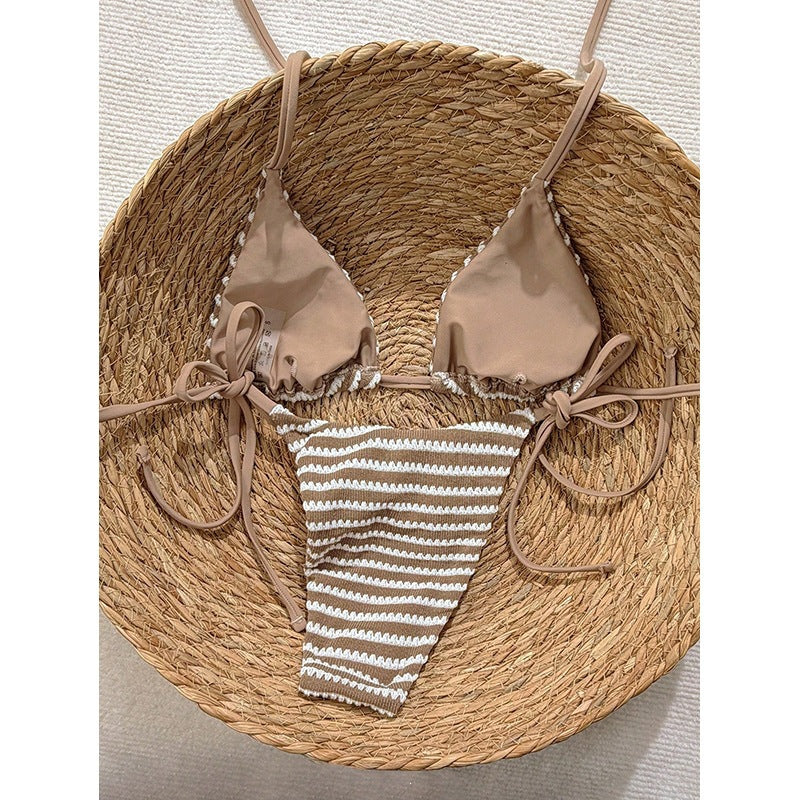 Damen Triangel-Bikini-Set mit verstellbaren Trägern und verspieltem Muster