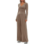 Damen Eleganter Wickel-Jumpsuit mit weitem Bein und modischen Details EB