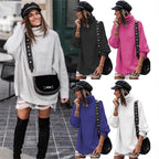 Damen Pullover mit hohem Kragen und grobem Strickmuster