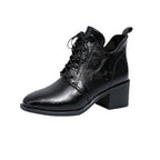 Damen Modische Schnür-Stiefeletten mit elegantem Blockabsatz