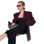 Damen Elegante Oversized Blazerjacke mit detaillierten Knopfverschlüssen R&B