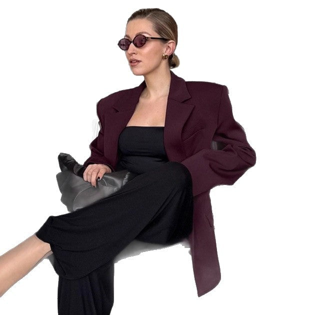 Damen Elegante Oversized Blazerjacke mit detaillierten Knopfverschlüssen R&B