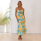 Damen Maxikleid mit festlichem Cut-Out und fließendem Rock R&B