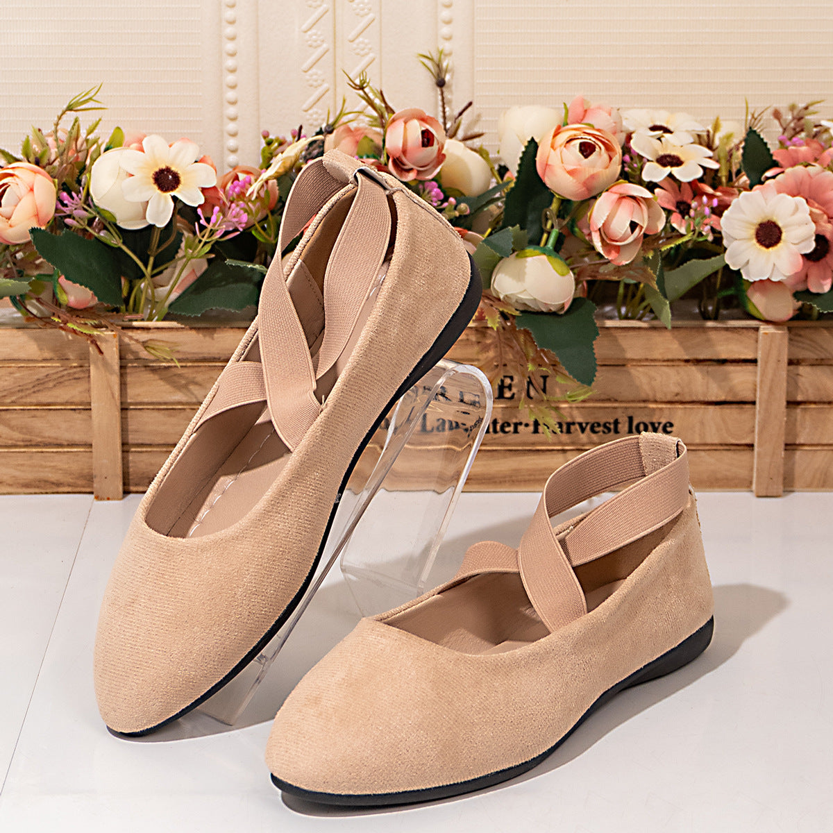 Damen Ballerinas mit elegantem Überkreuzriemen und weichem Innenfutter R&B