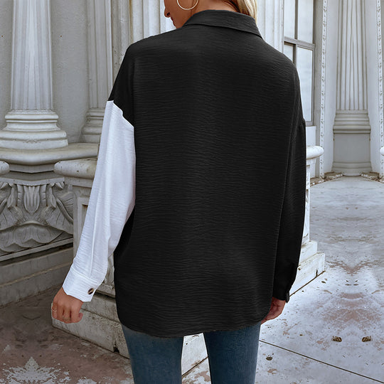 Damen Elegante Bluse mit asymmetrischer Knopfleiste und Brusttasche R&B