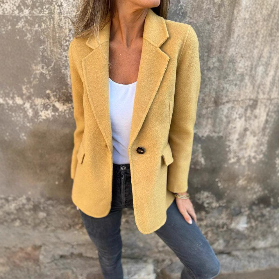 Damen elegante Wolljacke mit doppeltem Knopf R&B