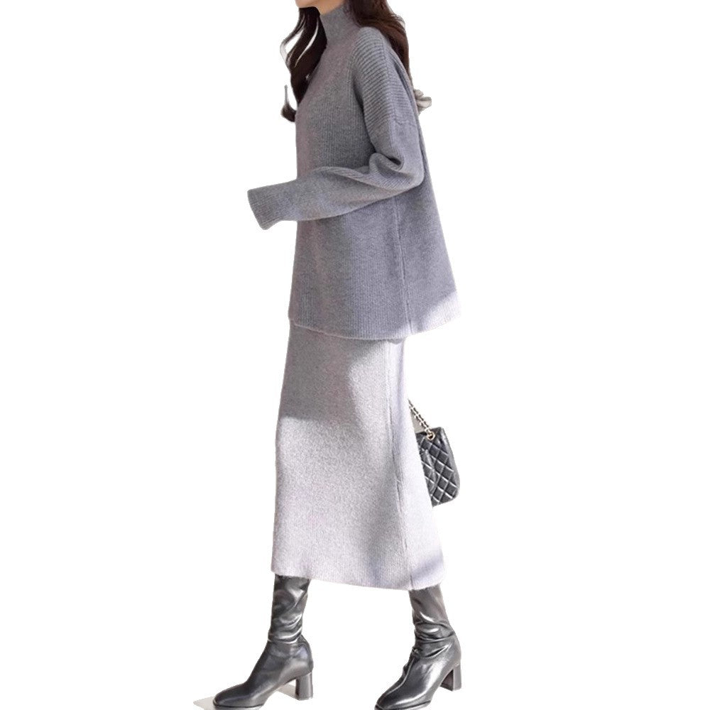 Damen Elegantes Strickoutfit mit Taillengürtel R&B