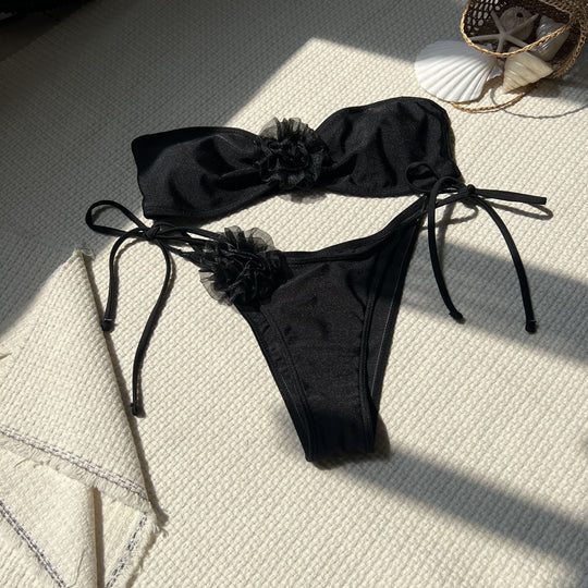 Damen Bikini-Set mit romantischen Blütenapplikationen R&B