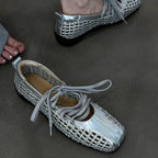 Damen modische Schnürschuhe mit atmungsaktiver Obermaterialstruktur und elastischen Riemen R&B