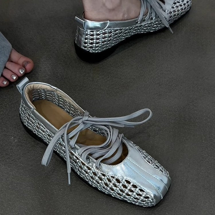 Damen modische Schnürschuhe mit atmungsaktiver Obermaterialstruktur und elastischen Riemen R&B