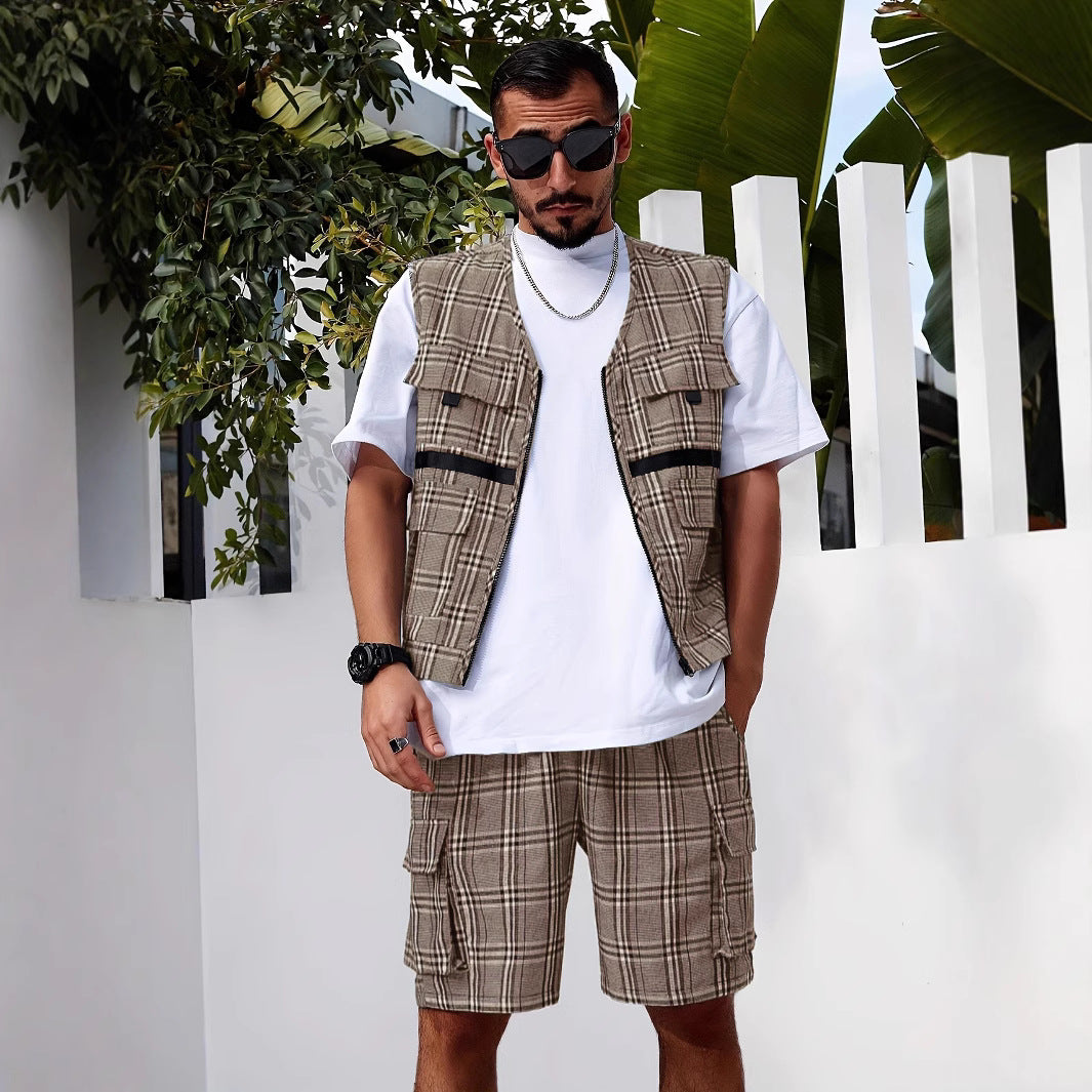 Herren stylischer Utility-Weste mit mehreren Taschen