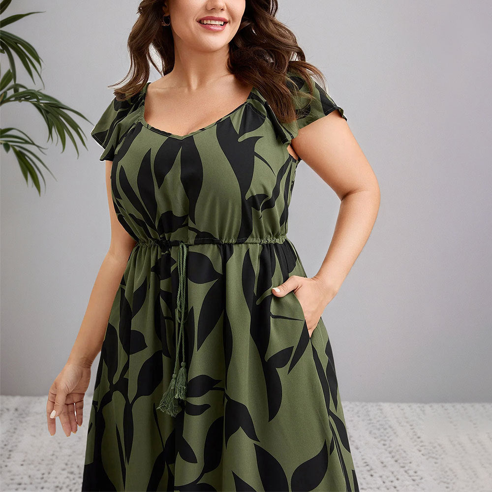 Damen Maxikleid mit floralem Muster und taillierter Silhouette R&B