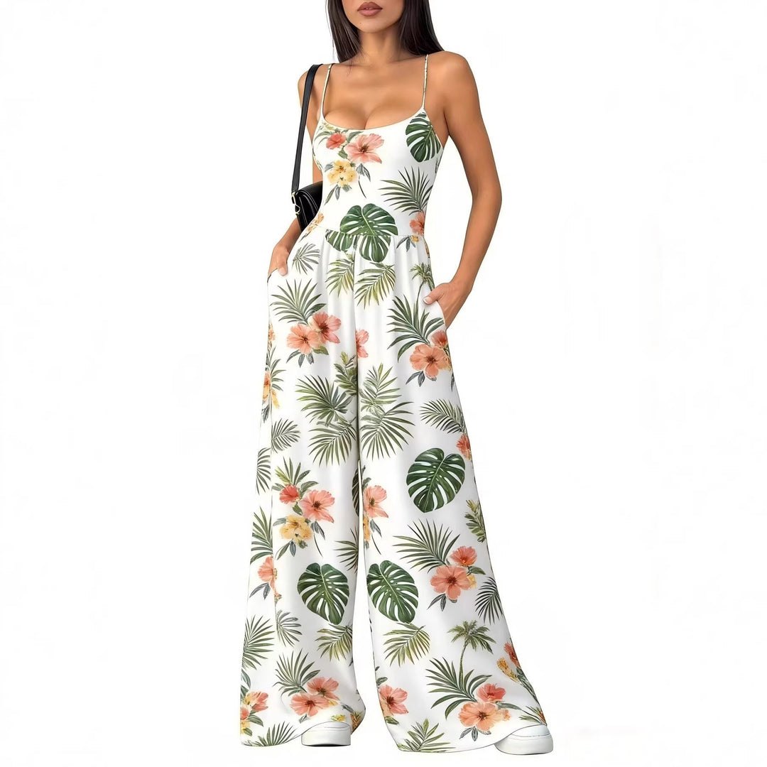 Damen Eleganter Jumpsuit mit geometrischem Print und breiten Beinen R&B