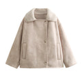 Damen Teddy-Fleece-Jacke mit praktischem Knopfverschluss und Taschen