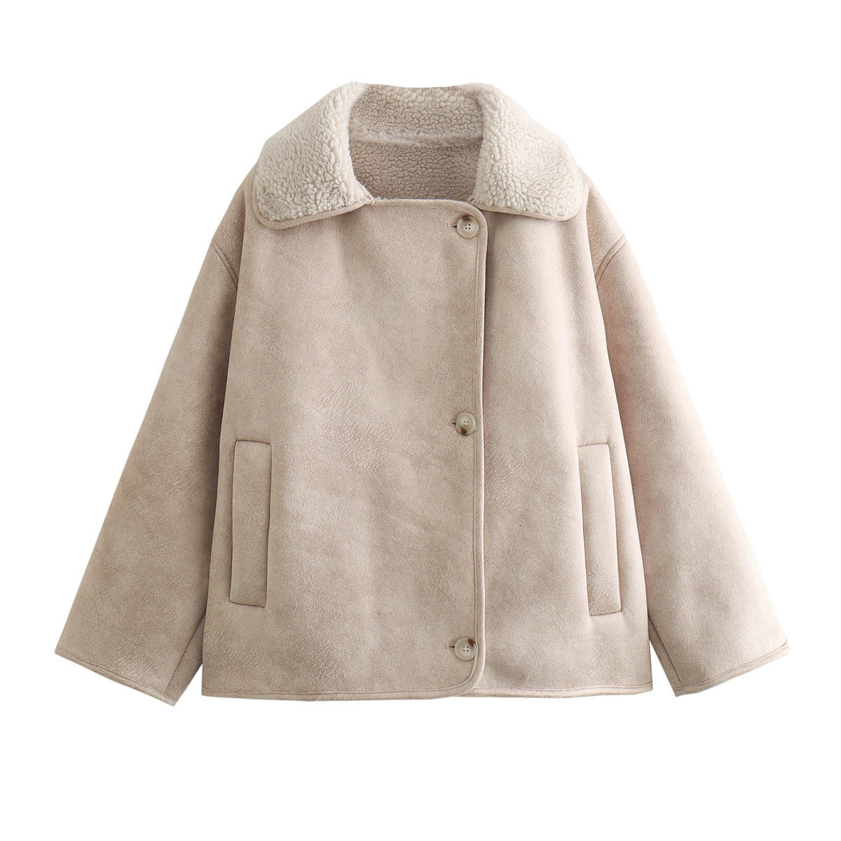 Damen Teddy-Fleece-Jacke mit praktischem Knopfverschluss und Taschen