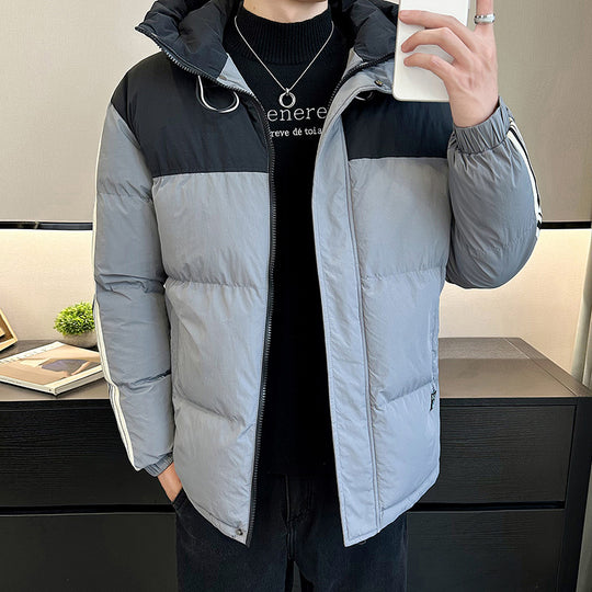 Herren modische und warme Steppjacke mit verstellbarer Kapuze R&B
