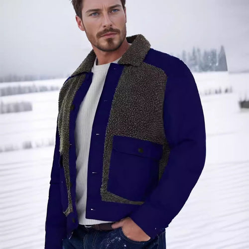 Herren lässige Fleece-Jacke mit strukturiertem Kragen R&B