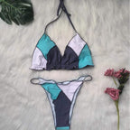 Damen Triangel-Bikini-Set mit geometrischem Design R&B
