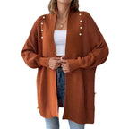 Damen Strickjacke mit dekorativen Knopfdetails und offenem Schnitt R&B