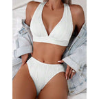 Damen Hoch geschnittener Bikini mit strukturierter Oberfläche R&B