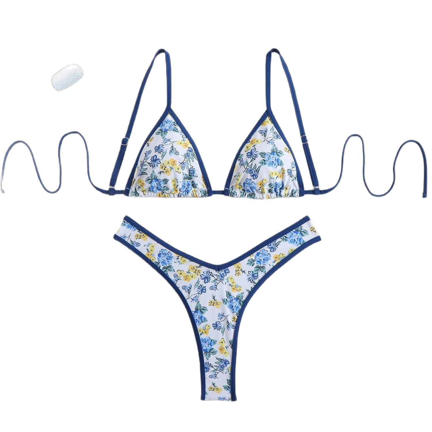 Damen Triangel-Bikini mit floralem Design und verstellbaren Trägern R&B