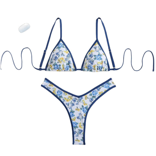 Damen Triangel-Bikini mit floralem Design und verstellbaren Trägern R&B