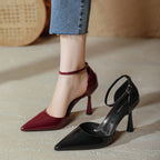 Damen Hochglanz Slingback-Pumps mit verstellbarem Riemen