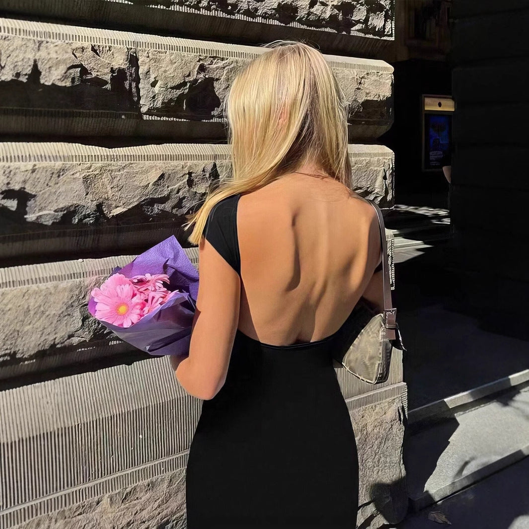 Damen Maxikleid mit tiefem Rückenausschnitt und figurbetontem Schnitt R&B