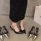 Damen spitze Slingback-Pumps mit elegantem Metallic-Finish R&B