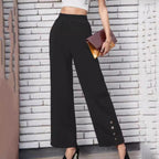 Damen Weite Leisure-Hose mit dekorativen Druckknöpfen R&B