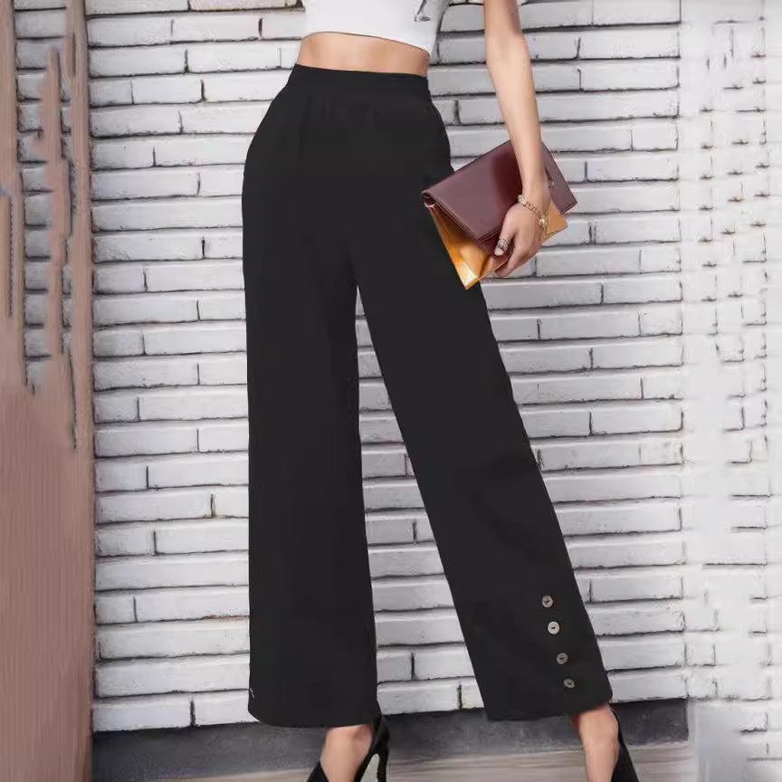 Damen Weite Leisure-Hose mit dekorativen Druckknöpfen R&B