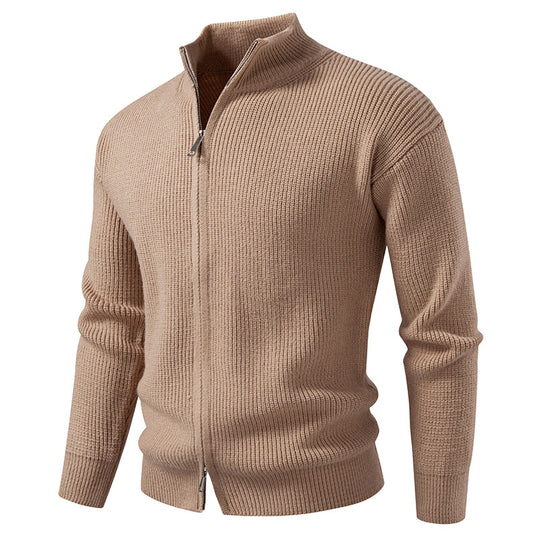 Herren Strickjacke mit hohem Kragen und durchgehender Reißverschluss R&B