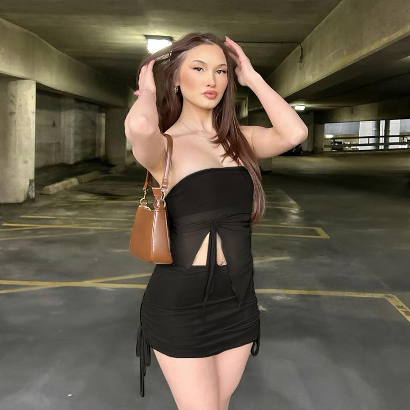 Damen Bandeau-Top mit asymmetrischem Schnitt und Rüschendetails R&B