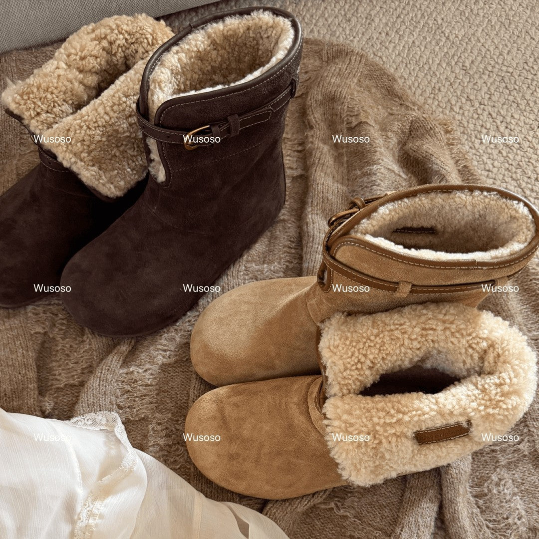 Damen Fluffy Winterboots aus hochwertigem Veloursleder mit kuscheligem Innenfutter R&B