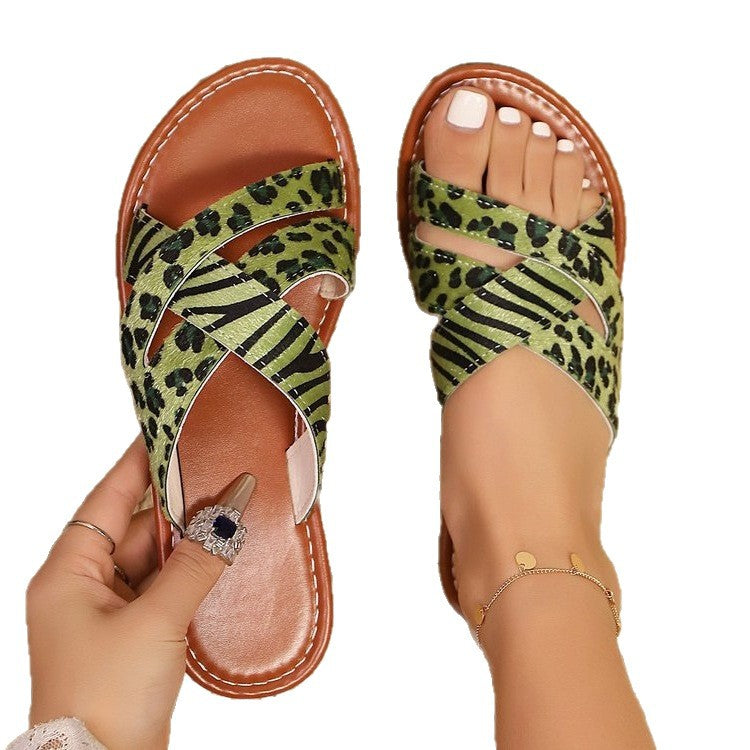 Damen Komfortable Riemchen-Sandalen mit trendigem Tiermuster R&B