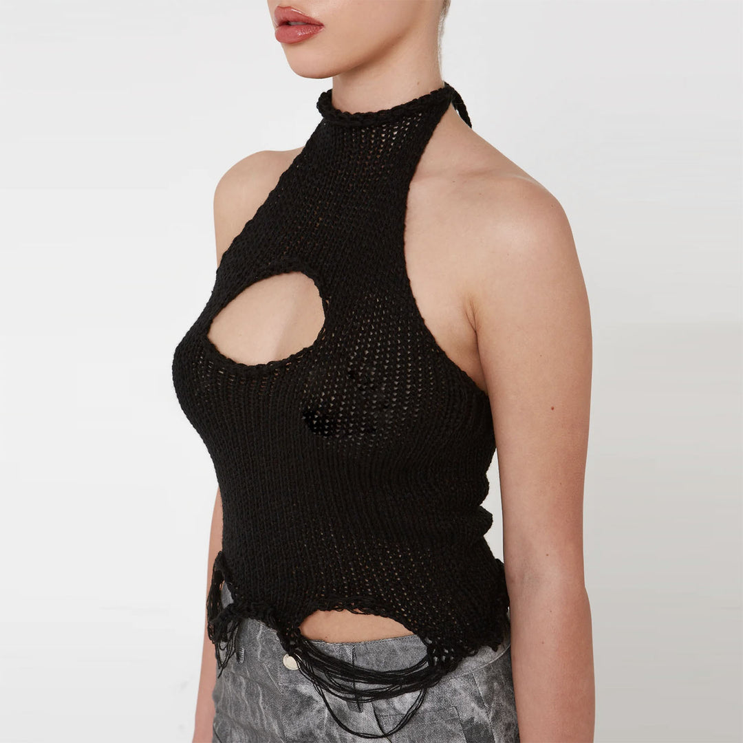 Damen Strickoberteil mit kreativem Cut-Out-Design R&B