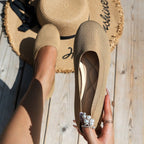 Damen Ballerinas mit elegantem Strickdesign und modischer Perlverzierung R&B