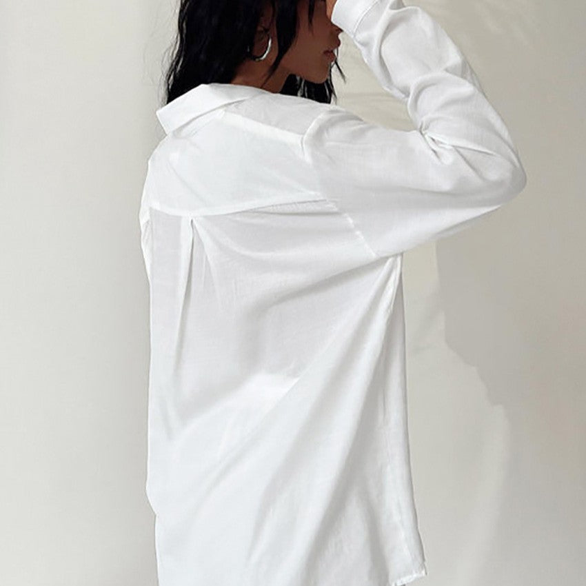 Damen Loungewear-Set mit lässiger Button-Up Bluse und komfortablen Shorts R&B