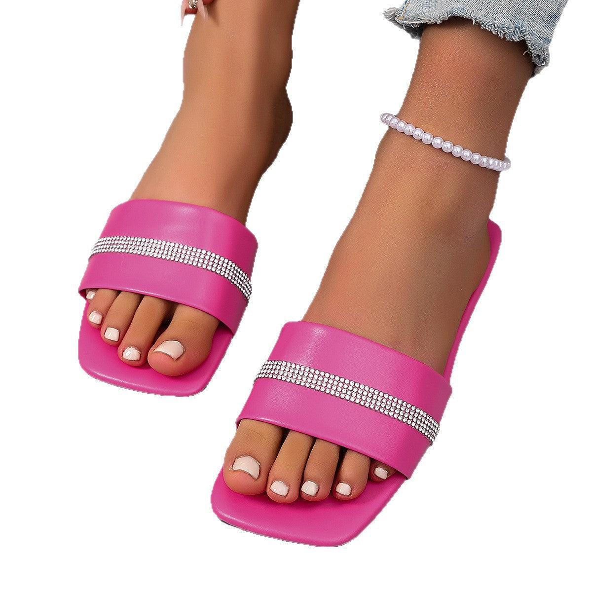 Damen Glamouröse Slide-Sandalen mit beeindruckenden Strass-Akzenten R&B