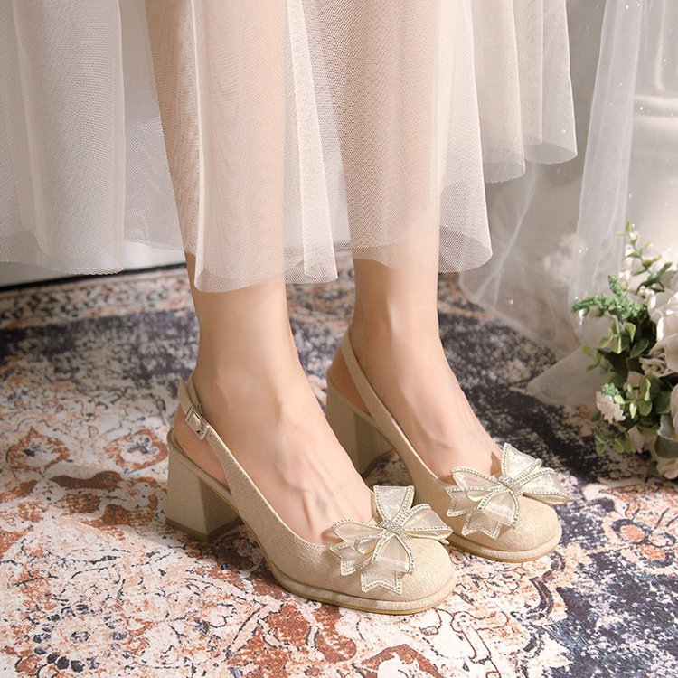 Damen Slingback-Pumps mit dekorativem Schleifenakzent und komfortablem Blockabsatz R&B