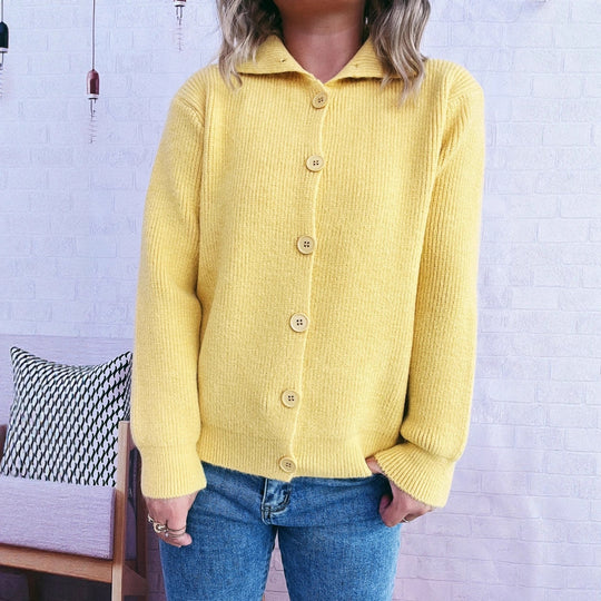 Damen gestrickte Oversize-Jacke mit Knopfleiste und weitem Schnitt R&B