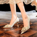 Damen Glamouröse High Heels mit funkelndem Strassdetail und raffinierter Schleifenverzierung R&B