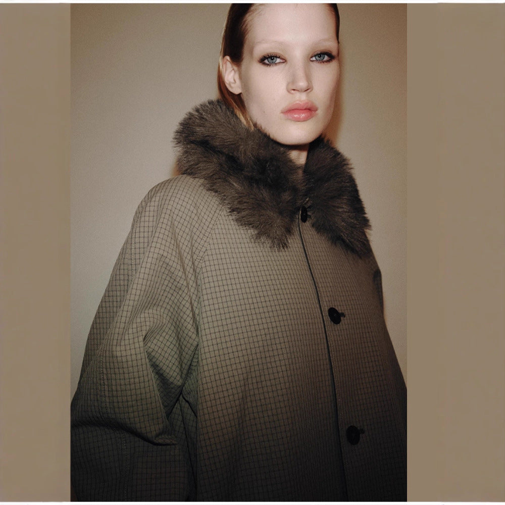 Damen Modische Manteljacke mit elegantem Kragen und Knopfverschluss R&B