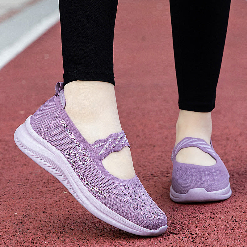 Damen Slip-On Fitnessschuhe mit atmungsaktivem Obermaterial und elastischem Design R&B