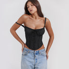 Damen Corsage-Top mit Rüschendetails und verstellbaren Trägern R&B