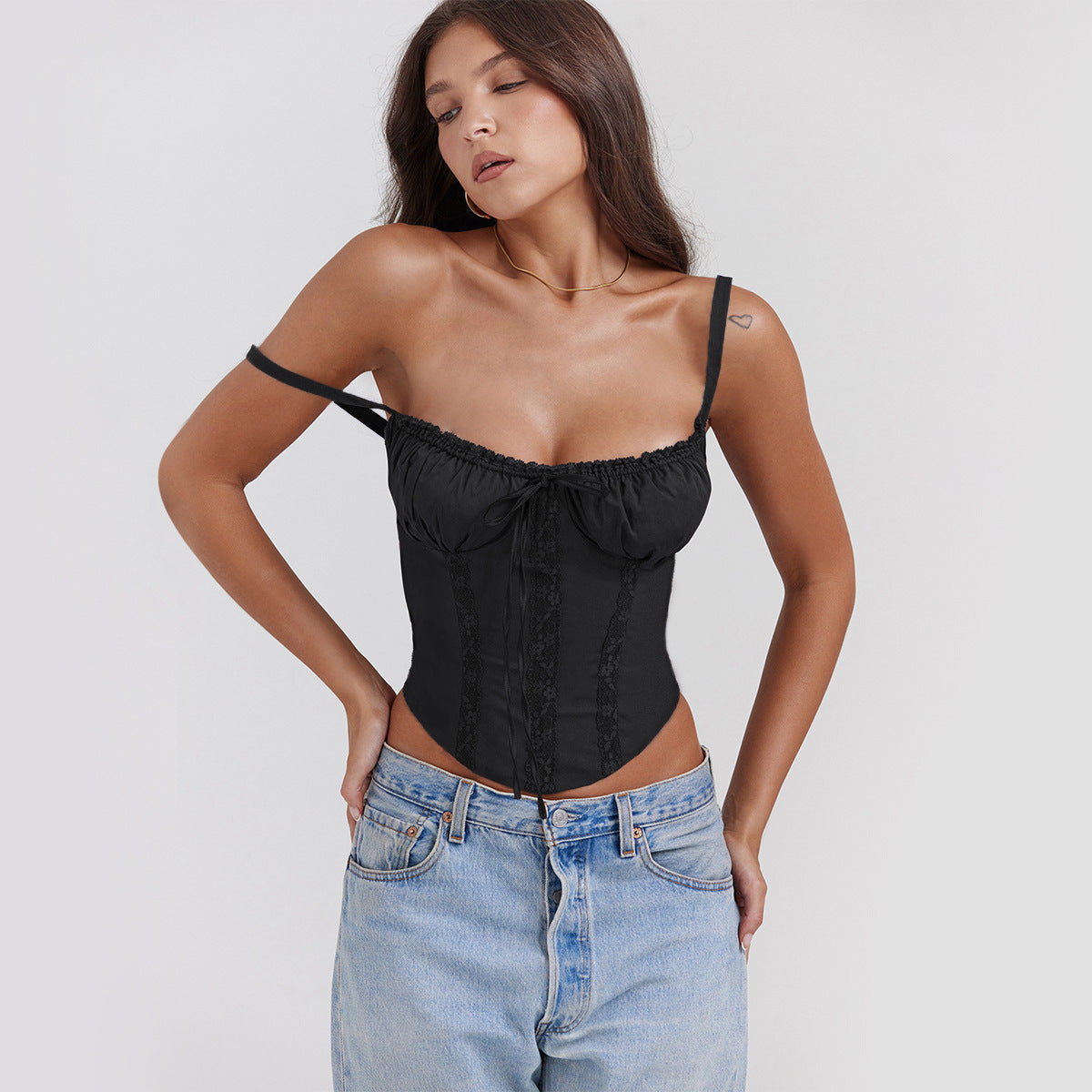 Damen Corsage-Top mit Rüschendetails und verstellbaren Trägern R&B