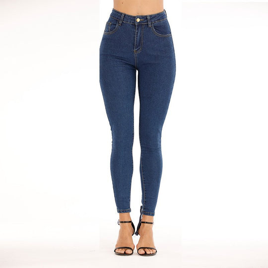 Damen Hochtaillierte Skinny Jeans mit elastischem Bund und modischen Kontrastnähten R&B