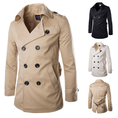 Herren eleganter Trenchcoat mit doppelter Knopfleiste und seitlichen Eingrifftaschen R&B